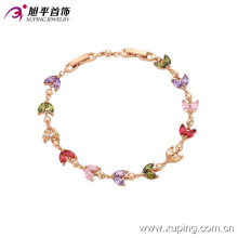 Xuping Fashion Rose or coloré feuille pierres précieuses CZ bijoux Bracelet -74035